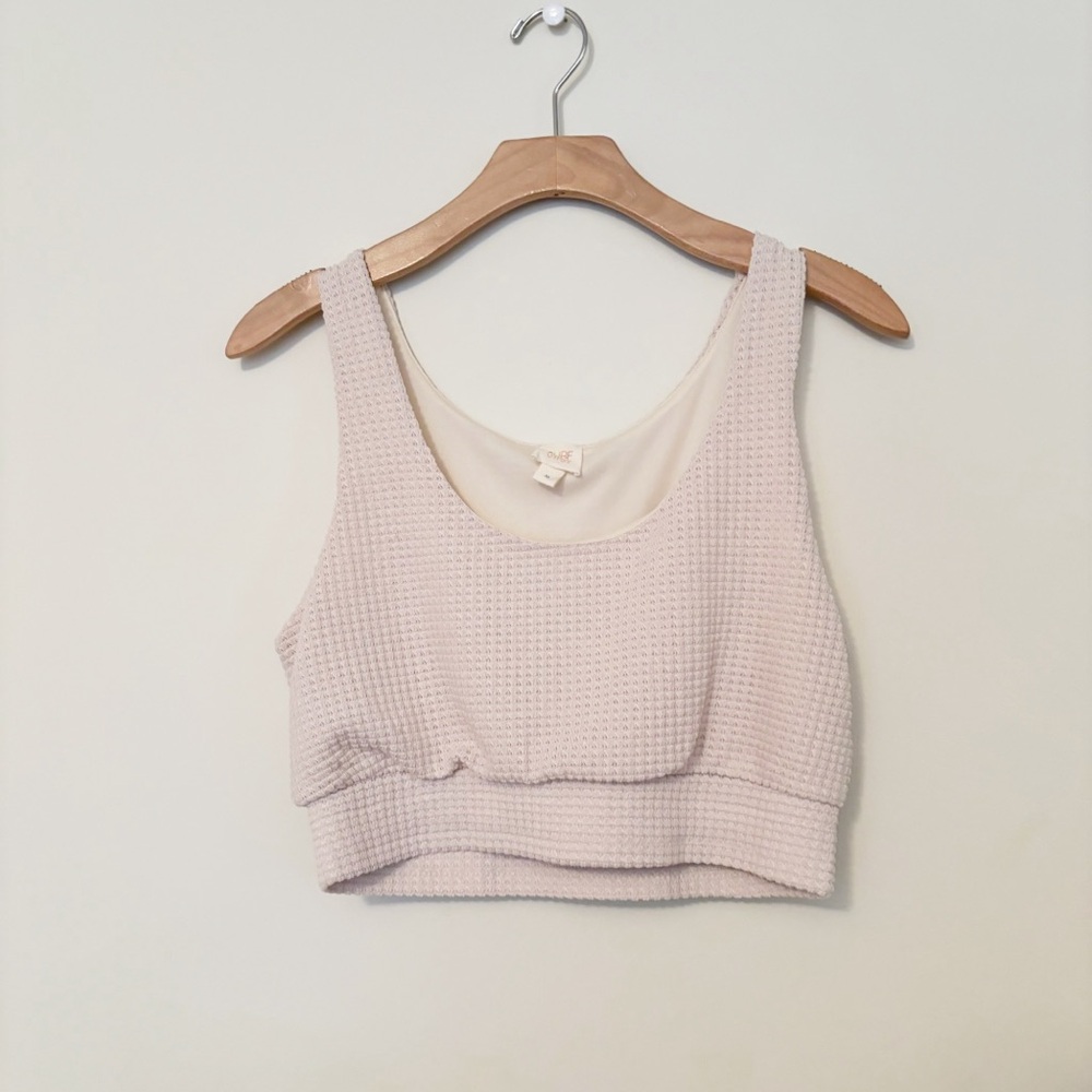 Surf Gypsy Womens Crop Top Knit Basketweave Cream Banded Bottom Lined Size‎ Med
